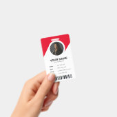 Red Modern Chic Minimal ID Barcode Mitarbeiter Fot Ausweis (Handheld)