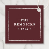 Red Modern Christmas Bow Holiday Gift Tag Geschenkanhänger (Rückseite)