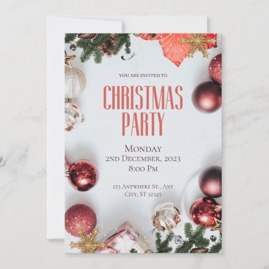 Red Modern Christmas Party Einladung (Vorderseite)