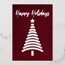 Red Modern Christmas Tree Company Folien Feiertagskarte