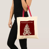 Red Modern Christmas Tree Hand Drawn Tragetasche (Vorderseite (Produkt))