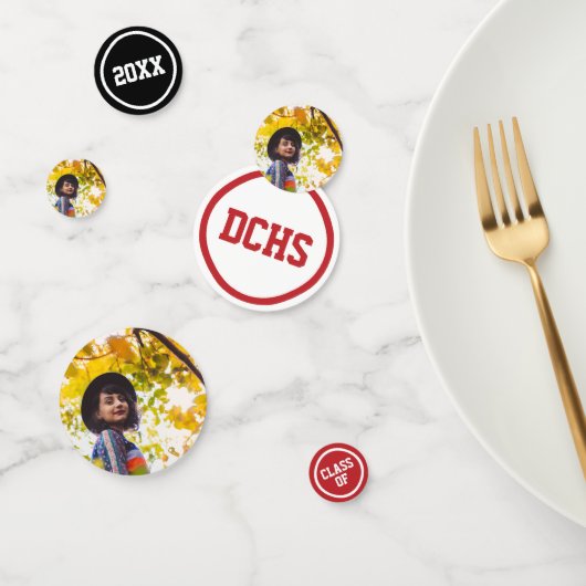 Red Modern Circles Foto Abschluss Konfetti (Gruppe)