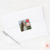 Red Modern Circles Foto Abschluss Quadratischer Aufkleber (Umschlag)