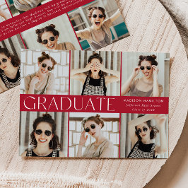 Red Modern Classic 12 Foto Abschluss Ankündigung