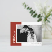 Red Modern Color Block Foto Frohe Weihnachten (Stehend Vorderseite)