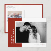 Red Modern Color Block Foto Frohe Weihnachten (Vorne/Hinten)