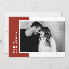 Red Modern Color Block Frohe Weihnachts-Foto Feiertagskarte