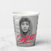 Red Modern Dashed Grad Foto Abschluss Pappbecher (Rückseite)