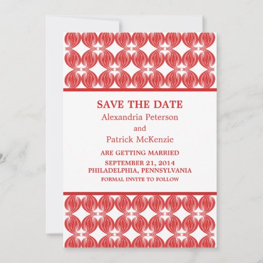 Red Modern Deko Save the Date einladen Einladung (Vorderseite)