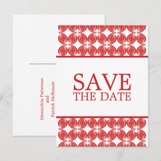 Red Modern Deko Save the Date Postkarte (Vorne/Hinten)