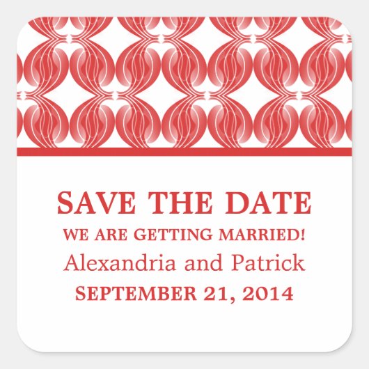 Red Modern Deko Save the Date Stickers (Vorderseite)