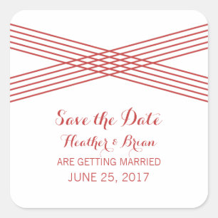 Red Modern Deko Save the Date Stickers