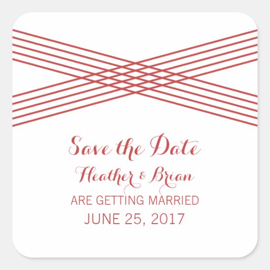 Red Modern Deko Save the Date Stickers (Vorderseite)