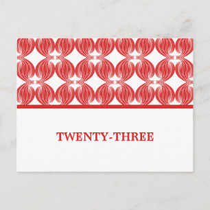 Red Modern Deko Tischnummer Postcard