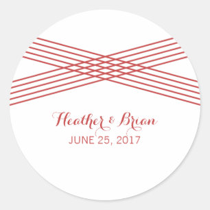 Red Modern Deko Wedding Stickers