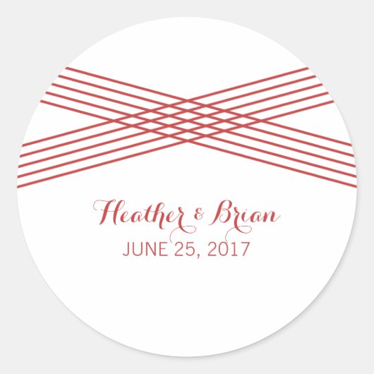 Red Modern Deko Wedding Stickers (Vorderseite)