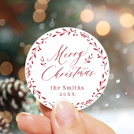 Red Modern Drehbuch Frohe Weihnachts-Weihnachtsges Runder Aufkleber