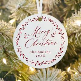 Red Modern Drehbuch Frohe Weihnachtsfeiertage Ornament Aus Metall