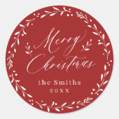 Red Modern Drehbuch Frohe Weihnachtsgeschenk Runder Aufkleber (Vorderseite)