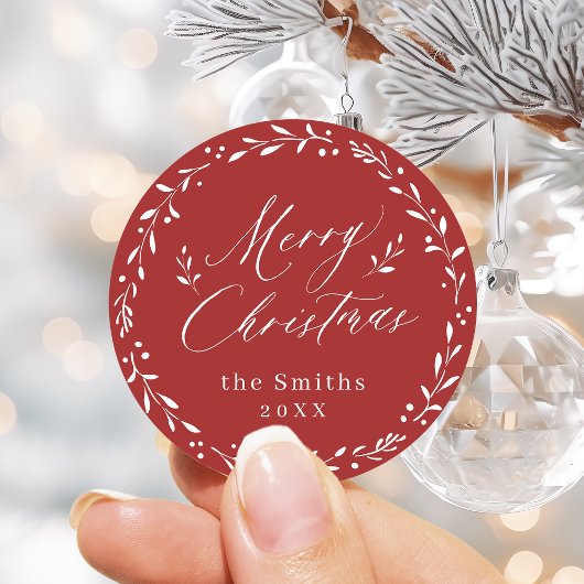 Red Modern Drehbuch Frohe Weihnachtsgeschenk Runder Aufkleber