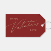 Red Modern Elegant Script Happy Valentine's Day Geschenkanhänger (Vorderseite (Horizontal))