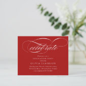 Red Modern Elegante Script Graduation Party Begleitkarte (Stehend Vorderseite)
