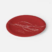 Red Modern Elegante Script Graduation Party Pappteller (Schrägansicht)