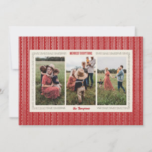 Red Modern Farmhouse Holiday Foto Card Feiertagskarte
