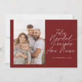 Red Modern Feliz Navidad Script Weihnachten (Vorderseite)