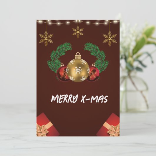 Red Modern Frohe Weihnachten (Stehend Vorderseite)