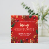 Red Modern Frohe Weihnachts-Party Einladung (Stehend Vorderseite)