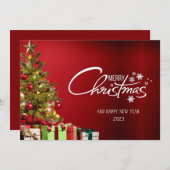 Red Modern Frohe Weihnachtskarte Einladung (Vorne/Hinten)