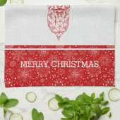 Red Modern Geometric Christmas Deer Geschirrtuch (Gefaltet)