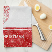 Red Modern Geometric Christmas Deer Geschirrtuch (Viertel Falte)