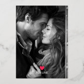 Red Modern Gold Foil Valentine's Day Foto Card Folieneinladung (Rückseite)