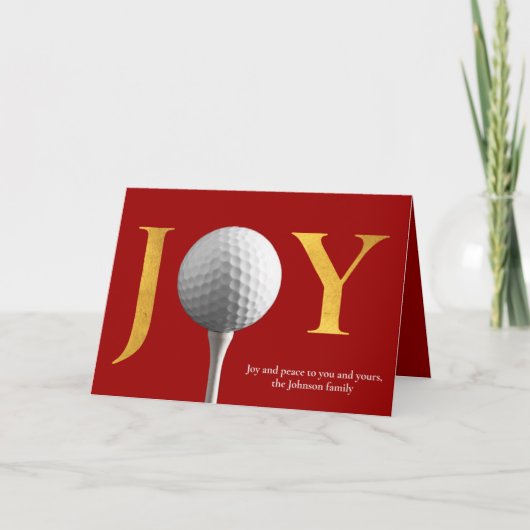 Red Modern Golf Joy & Peace Falten Weihnachten (Vorderseite)