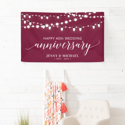 Red Modern Happy 40. Wedding Anniversary Banner (Insitu)