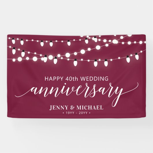 Red Modern Happy 40. Wedding Anniversary Banner (Horizontal)