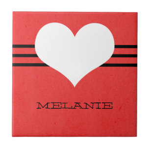 Red Modern Heart Tile Fliese