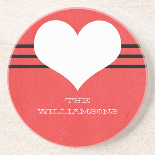 Red Modern Heart Untersetzer (Vorne)