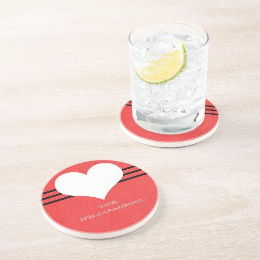 Red Modern Heart Untersetzer (Seite)