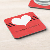 Red Modern Heart Untersetzer Set (Linke Seite)