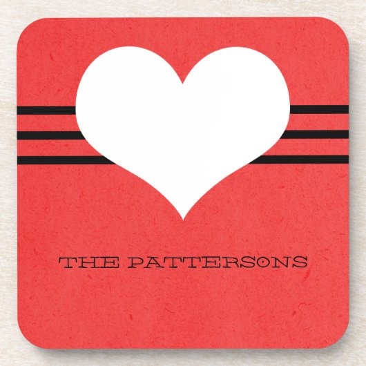 Red Modern Heart Untersetzer Set (Vorderseite)