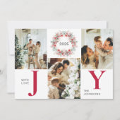 Red Modern Holly Berries 3 Foto Freude Weihnachten (Vorderseite)