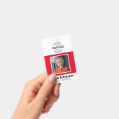Red Modern ID Card Business Mitarbeiter Ausweis (Handheld)