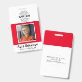 Red Modern ID Card Business Mitarbeiter Ausweis (Vorder- & Rückseite)