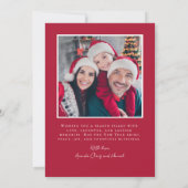 Red Modern JOY Foto Weihnachtskarte Feiertagskarte (Rückseite)