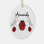 Red Modern Ladybug personalisieren Keramik Ornament (Rechts)