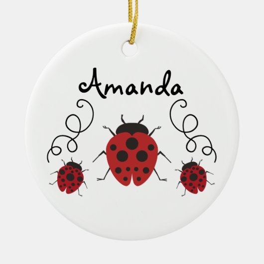 Red Modern Ladybug personalisieren Keramik Ornament (Vorne)