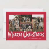 Red Modern Lettering Five Foto Frohe Weihnachten (Vorderseite)